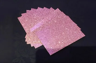 SMALL-10 X Glitter Card Sheets-A6/C6 250gsm Card Colour Dusky Pink 14.8 X 10.5cm • £2.90