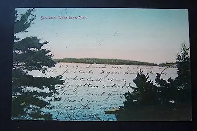 San Juan White Lake Montague Michigan Postcard Postmarked 1907 • $6