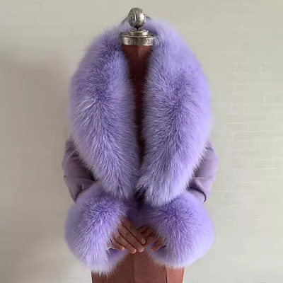 100% Real Fox Fur Scarf Winter Neck Warm Collar Women Scarves Fox Cuffs One Set • $56