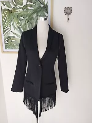 One Teaspoon S Frill Jacket Blazer Zip Off Sleeves Frilled Business Casual Black • $15