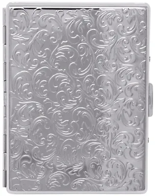 Silver Victorian Compact (9 100s) Etched MetalPlated Cigarette Case & Stash Box • $15.99