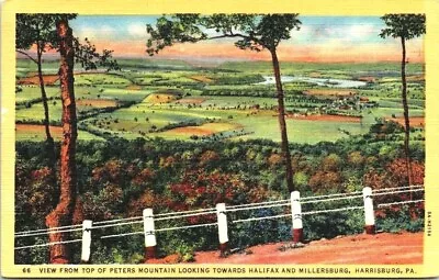 Harrisburg Pa~View Top Peters Mt. Towards Halifax & Millersburg~Linen Postcard • $5.76