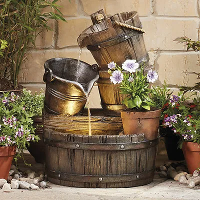 £129.99 • Buy Serenity Barrel Bucket Cascading Water Feature Garden Fountain Planter Ornament