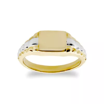 Kids Solid 9ct Yellow And White Gold Mersham Jewels Watch Link Signet Baby Ring • £119.99