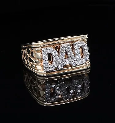 $1299 • Buy A Gentlemen’s 14ct Gold 0.40ct Diamond Set Mens “DAD  Ring Size V Val $3840