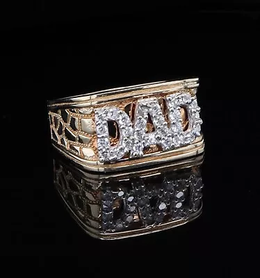 A Gentlemen’s 14ct Gold 0.40ct Diamond Set Mens “DAD  Ring Size V Val $3840 • $1299