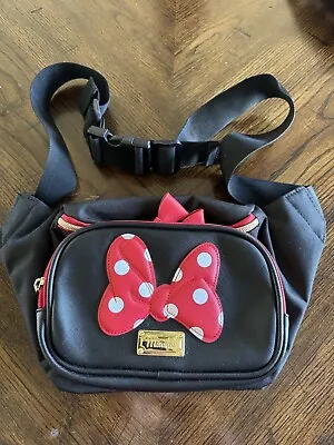 Disney Minnie Mouse Ribbon Polka Black Waist Fanny Pack Hipsack | SHIPS FROM US • £20.08