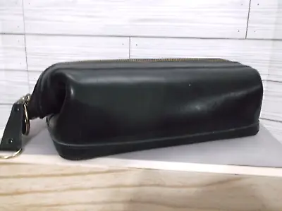 Vintage Utili Kit By Bosca Men's Black Leather Toiletry Travel Zip Bag USA • $12.50