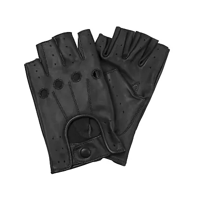 Fingerless 100% Genuine Leather Driving Gloves Chauffer Swift Wears • $13.99