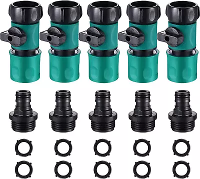 10 Piece 3/4 Inch Plastic Garden Hose Connect With Shutoff Valve Male And Female • $19.30
