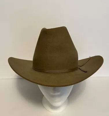 Vtg Stetson Sheplers Cowboy Hat 5X Felt Cowboy Hat USA 6 7/8 Lt Brown Crushable • $79.99