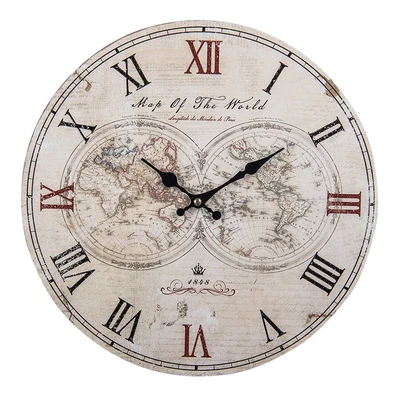 £15.99 • Buy 34cm Cream World Wooden Wall Clock - Wall Mounted Roman Numerals