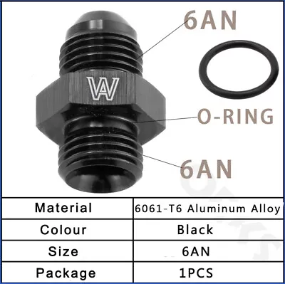1Pcs -6 AN Flare Male To -6 O-Ring Boss ORB Adapter Fitting ORB Black Aluminum • $9.99