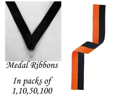 Black And Orange Medal Ribbons With Clip Woven In Packs Of 11050100 • £3.32