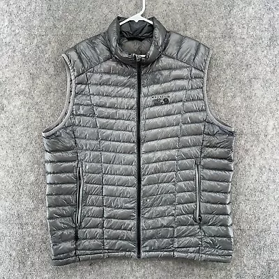 Mountain Hardwear Vest Mens Large Gray Logo Full Zip Goose Down Puffer Coat • $59.95