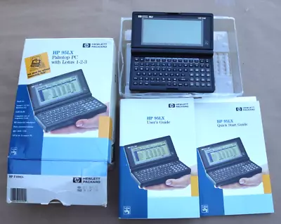 Vintage Hewlett-packard Hp 95lx Palmtop Pc W/ Lotus 1-2-3 & Guides Books Box • £184.89