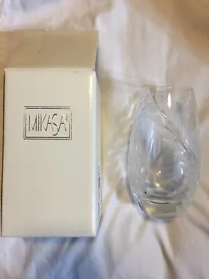 Mikasa Roma Cut Etched Crystal 5.5   Bud Vase Fern Leaf Made In Slovenia NIB Box • $5