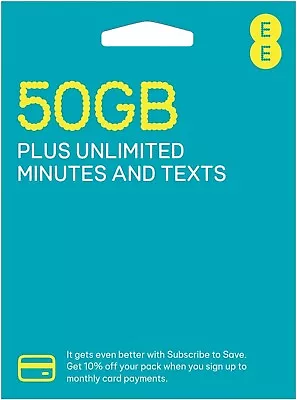 💥EE 50GB Data SIM Card For All MiFi Routers Dongles Tablets IPad Mobiles & PS4 • £5.47