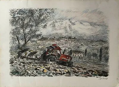 Michele Cascella Lithography Paesaggio Alpine Cortina 70x50 Signed Numbered • $191.26