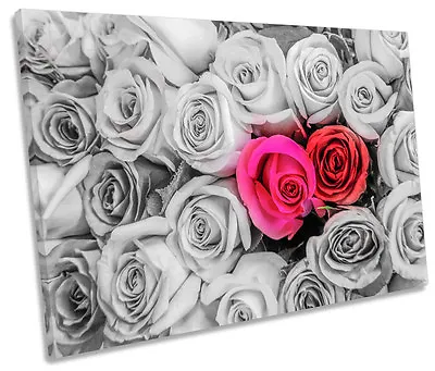 Roses Flowers Floral Love SINGLE CANVAS WALL ART Framed Print • £24.99