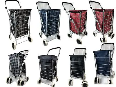 4 & 6 Wheel Shopping Trolley Large Capacity Lightweight Frame Strong Folding  • £39.99