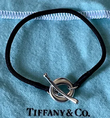 Tiffany & Co. Elsa Peretti Sevillana Silver Silk Cord Toggle 6.5” Bracelet • $200