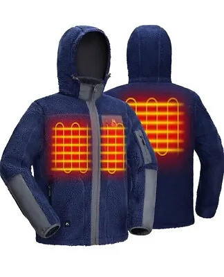 KINGS TREK Heated Jacket Fleece For Men Windproof Sherpa Heating Coat Size M • $89.10