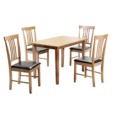 Dining Kitchen Table Set Solid Wood Oak Finish With Four Chairs • £299.99