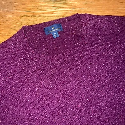 Brooks Brothers Donegal Purple Wool Crewneck Sweater - Men's MEDIUM (Labeled XL) • $41