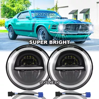 For Ford Mustang F-150 Pickup 7  Inch Round LED Headlights Halo Angel Eyes DRL • $77.99
