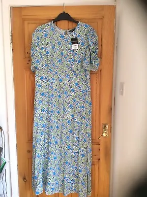 £10 • Buy Peacocks Floral Midi Dress Size 14