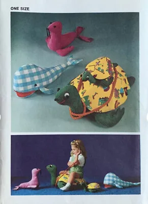 Stuffed Animal Sewing Pattern Simplicity 5331 Turtles Seal Whale No Envelope UC • $12.99