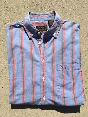 Vintage Eddie Bauer Shirt Mens Striped Short Sleeve Button Up  Medium Colorblock • $35