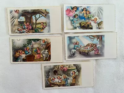 Sweet Lot Of 5 Vintage Catholic Religious Mini CHRISTMAS HOLY CARDS Angels Baby • $9