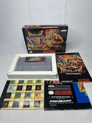 Breath Of Fire SNES 1994 Complete CIB Damaged Box W/ BOTH Posters & Manual RARE! • $123.89