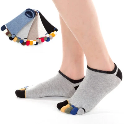 £4.86 • Buy Men's Cotton Blend Soft Five Fingers 5 Toe Socks Absorbent Stockings Boat Socks