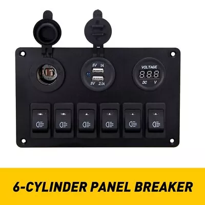 $29.99 • Buy Car Marine Boat 6-Gang Waterproof Circuit LED Rocker Switch Panel Breaker+Decal
