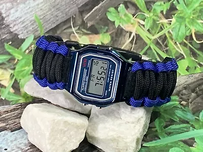 Ladies Black Blue Adjustable Survival Paracord Watch Band Vintage Digital Watch • $26.31