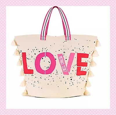 NEW Victoria's Secret LOVE Tote Bag Large Getaway Weekender Fringe Tote NWT • $15