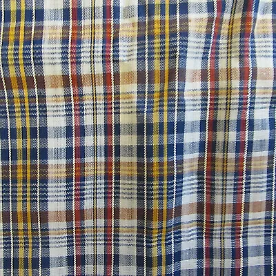 Blue Red Tartan Plaid Check  Madras With Silver Thread Fabric 2ydx44 • $13.50