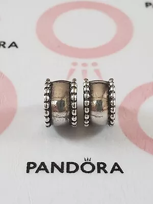 2 Genuine Pandora Silver Beaded Edge Clips Charm 925 ALE • £20