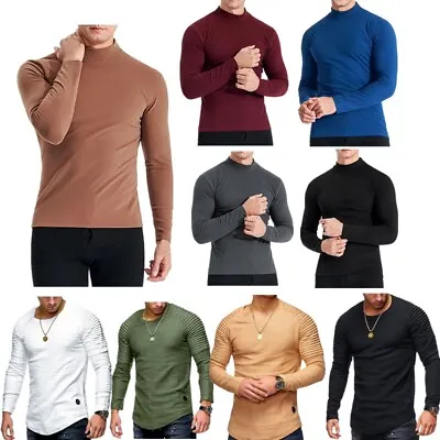 $14.78 • Buy  Mens Long Sleeve Mock Neck T-shirt Slim Fit Thermal Undershirt Casual Pullover