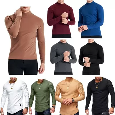 $14.78 • Buy  Mens Long Sleeve Mock Neck T-shirt Slim Fit Thermal Undershirt Casual Pullover