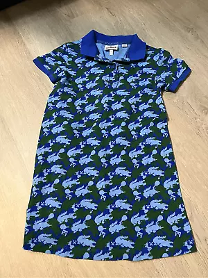 Girls' Lacoste X Minecraft Print Cotton Pique Polo Dress SIZE 8 Blue/Green • £32.17