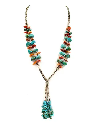 Vintage Pueblo Turquoise Spiny Oyster Jacla Heishi Necklace 28  80g • $225