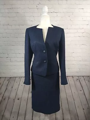 NICOLE MILLER For MARY KAY Navy Blue 2pc Skirt Suit - SZ 12P Jacket & 14R Skirt • $27.99