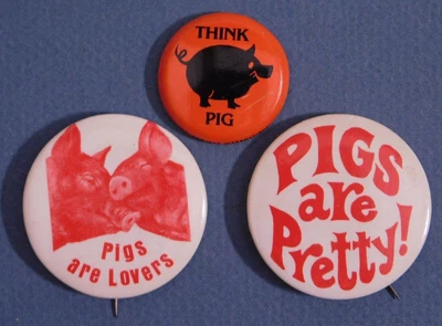£14.63 • Buy 3 Vintage Celluloid & Metal Buttons Pigs Are Pretty Think Pigs Are Lovers 4-2-7