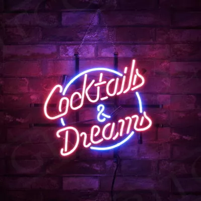 17 X14  Cocktails & Dreams Real Vintage Style Neon Beer Sign Shop Man Cave Lamp • $119.08