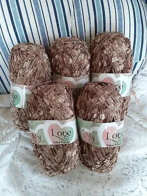 £4.99 • Buy 🤎 MY LOVE Wool Kinds Short Eyelash Knitting Yarn - Sparkly Mink Brown - 530g