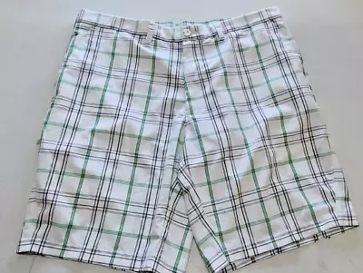 Haggar C18 Mens Size 38 White Green Plaid Summer Shorts Chino Golf Shorts NICE • $7